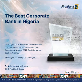First Bank Wins Euromoney Awards for Excellence 2023 as Best Corporate Bank in Nigeria