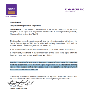 How FCMB's Strategic Moves Beat CBN's Recapitalisation Deadline