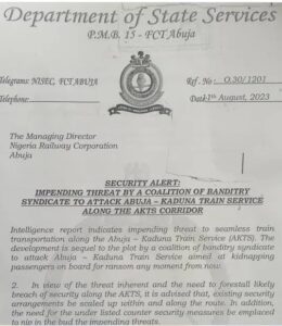 Bandits will attack Abuja-Kaduna Train, See the leaked memo.
